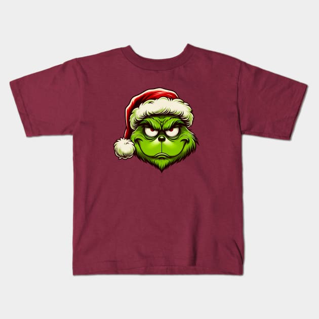 When the Grinch Gets Festive: Funny 'Grumpy Claus' Tee Kids T-Shirt by Klimek Prints